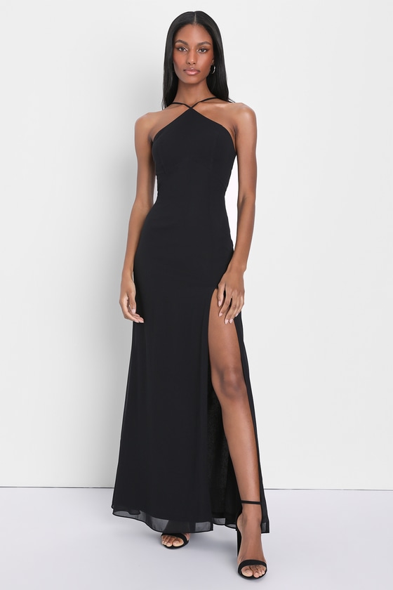 black halter top dress